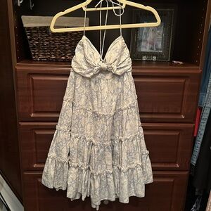 Zimmermann size 1( us2-4) paisley blue and beige print mini dress